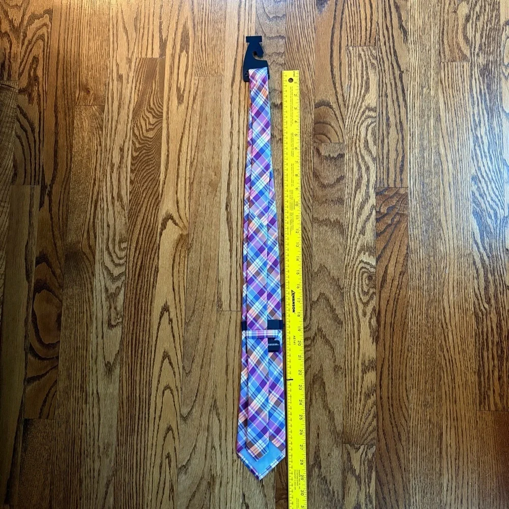 Tommy Hilfiger 100% Silk Plaid Tie | Pink Purple Blue Orange | Preppy Classic